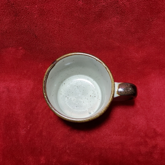 Vintage 1970's Stoneware MCM Coffee Mug Speckled With Brown & Blue Circles Korea - Picture 2 of 6